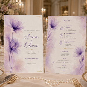 Lavender Grace � Elegáns levendulalila virágos esküvői meghívó - esküvő - meghívó & kártya - meghívó - Meska.hu