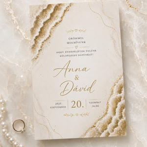 Golden Marble � Elegáns arany márvány esküvői meghívó - Meska.hu