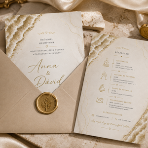 Golden Marble � Elegáns arany márvány esküvői meghívó - esküvő - meghívó & kártya - meghívó - Meska.hu