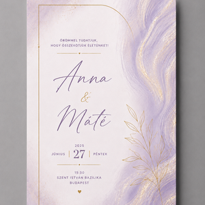 Lavender Glow � Levendula-Arany Elegáns Esküvői Meghívó, Esküvő, Meghívó & Kártya, Meghívó, Fotó, grafika, rajz, illusztráció, MESKA