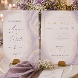Lavender Glow � Levendula-Arany Elegáns Esküvői Meghívó - esküvő - meghívó & kártya - meghívó - Meska.hu