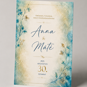 Azure Blossom � Kék Akvarell Virágos Esküvői Meghívó, Esküvő, Meghívó & Kártya, Meghívó, Fotó, grafika, rajz, illusztráció, MESKA