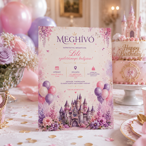 Tündérkastély � Hercegnős születésnapi meghívó - otthon & életmód - papír, írószer - meghívó - születésnapi meghívó - Meska.hu