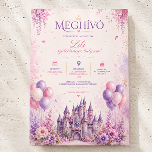 Tündérkastély � Hercegnős születésnapi meghívó - otthon & életmód - papír, írószer - meghívó - születésnapi meghívó - Meska.hu
