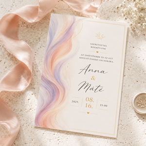 Aurora Blush � Pasztell akvarell esküvői meghívó  - Meska.hu