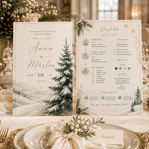 Winter Evergreen � Téli fenyőerdei esküvői meghívó - esküvő - meghívó & kártya - meghívó - Meska.hu