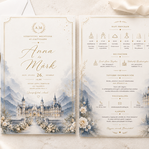 Mesebeli Esküvő � Kézzel Festett Kastély Esküvői Meghívó  - esküvő - meghívó & kártya - meghívó - Meska.hu