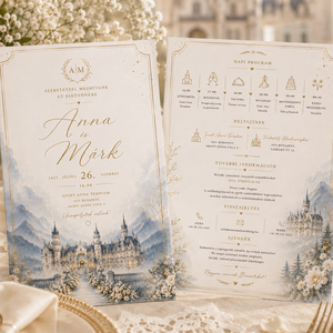 Mesebeli Esküvő � Kézzel Festett Kastély Esküvői Meghívó  - esküvő - meghívó & kártya - meghívó - Meska.hu