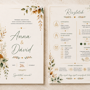 Őszi Harmónia� Elegáns Akvarell Esküvői Meghívó - esküvő - meghívó & kártya - meghívó - Meska.hu