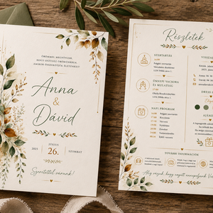 Őszi Harmónia� Elegáns Akvarell Esküvői Meghívó - esküvő - meghívó & kártya - meghívó - Meska.hu
