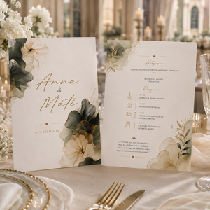 Finom Elegancia� Akvarell Esküvői Meghívó - esküvő - meghívó & kártya - meghívó - Meska.hu