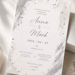 Ezüst Ecsetvonások � Modern Elegáns Esküvői Meghívó - Meska.hu