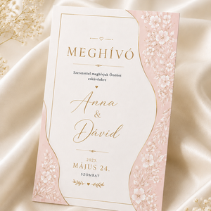 Púdervirág-Elegáns kétoldalas esküvői meghívó - Meska.hu