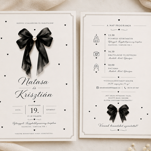 Noir Pearl � Elegáns Masnis Esküvői Meghívó - esküvő - meghívó & kártya - meghívó - Meska.hu