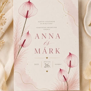 Blush Anthurium � Romantikus Flamingóvirág Esküvői Meghívó - Meska.hu