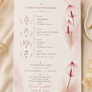 Blush Anthurium � Romantikus Flamingóvirág Esküvői Meghívó - esküvő - meghívó & kártya - meghívó - Meska.hu