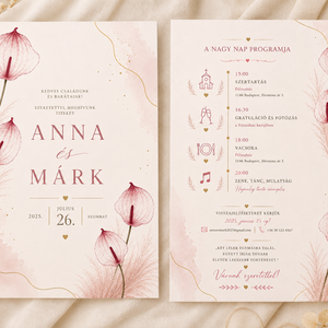 Blush Anthurium � Romantikus Flamingóvirág Esküvői Meghívó - esküvő - meghívó & kártya - meghívó - Meska.hu
