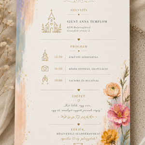 Pastel Bloom � Pasztell Virágos Esküvői Meghívó - esküvő - meghívó & kártya - meghívó - Meska.hu