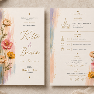 Pastel Bloom � Pasztell Virágos Esküvői Meghívó - esküvő - meghívó & kártya - meghívó - Meska.hu