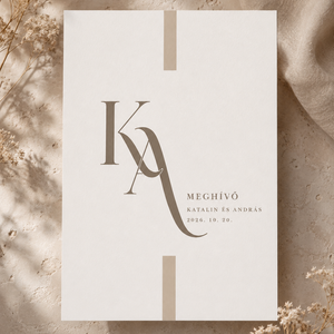 Monogramos esküvői meghívó � modern, minimalista eleganciával - Meska.hu