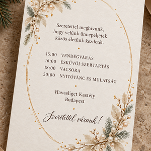 Aranygyöngy � elegáns, modern téli esküvői meghívó - esküvő - meghívó & kártya - meghívó - Meska.hu