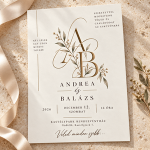 Monogram aranyág � elegáns, klasszikus esküvői meghívó - Meska.hu