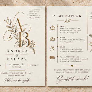 Monogram aranyág � elegáns, klasszikus esküvői meghívó - esküvő - meghívó & kártya - meghívó - Meska.hu