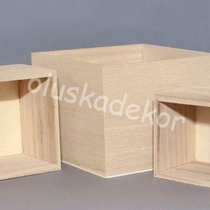 Dekorláda, doboz, box, kocka, natúr, fa, dekorációs alapanyag, 16cmx16cm, Kellékek & szerszámok, Dekorációs kellékek, Egyéb kellékek, Virágkötés, Mindenmás, MESKA
