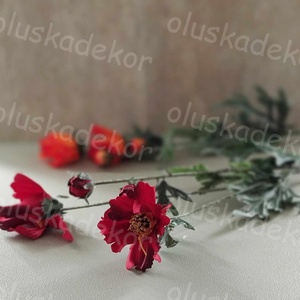 Pipacs, 4 virágos, selyem szálas dekor növény, narancs, 78cm, Kellékek & szerszámok, Dekorációs kellékek, Egyéb kellékek, Virágkötés, MESKA