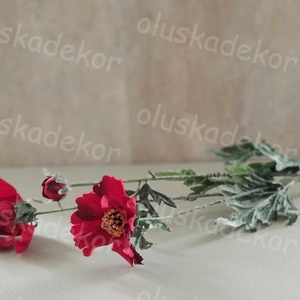 Pipacs, 4 virágos, selyem szálas dekor növény, narancs, 78cm - kellékek & szerszámok - dekorációs kellékek - egyéb kellékek - Meska.hu