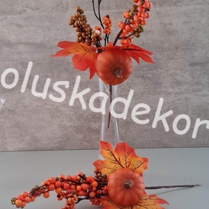 Tökös bogyós pick, őszi, mindenszenteki dekorációs kiegészítő, 23cm - Meska.hu