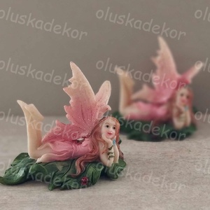 Tündér, tündérkert, poly dekor, figura, rózsaszín, sárga - kellékek & szerszámok - dekorációs kellékek - egyéb kellékek - Meska.hu