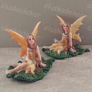 Tündér, tündérkert, poly dekor, figura, rózsaszín, sárga - kellékek & szerszámok - dekorációs kellékek - egyéb kellékek - Meska.hu