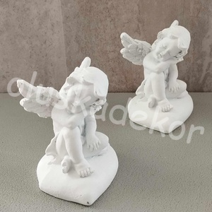 Angyal, szíven ülő, kerámia, mindenszenteki, kegyelet, dekoráció, 8 x 6cm, Kellékek & szerszámok, Dekorációs kellékek, Figurák, Virágkötés, MESKA