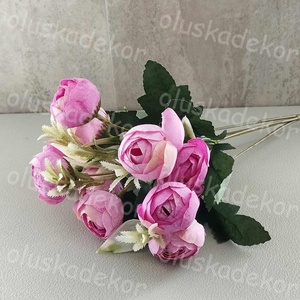 Boglárka, selyem virágcsokor, 10 virágos, díszítőzölddel, 31 cm - kellékek & szerszámok - dekorációs kellékek - egyéb kellékek - Meska.hu