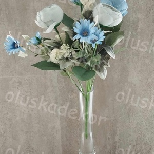 Peony, selyem virágcsokor, 7 ágú, kis virágokkal, díszítőkkel, több színben, 30cm - kellékek & szerszámok - dekorációs kellékek - egyéb kellékek - Meska.hu