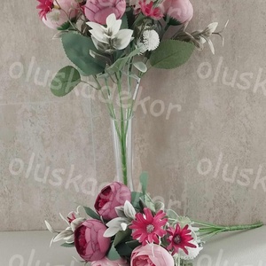 Peony, selyem virágcsokor, 7 ágú, kis virágokkal, díszítőkkel, több színben, 30cm - kellékek & szerszámok - dekorációs kellékek - egyéb kellékek - Meska.hu
