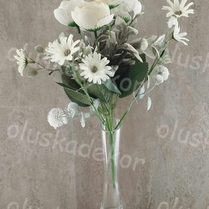 Peony, selyem virágcsokor, 7 ágú, kis virágokkal, díszítőkkel, több színben, 30cm - kellékek & szerszámok - dekorációs kellékek - egyéb kellékek - Meska.hu