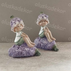 Levendula kislány, kisfiú, tündérkert, kerámia figura, 11,5cm - kellékek & szerszámok - dekorációs kellékek - figurák - Meska.hu