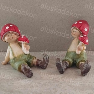 Gomba fiú, gomba lány, kerámia figura, 7,5x 5 x 6,5cm - Meska.hu