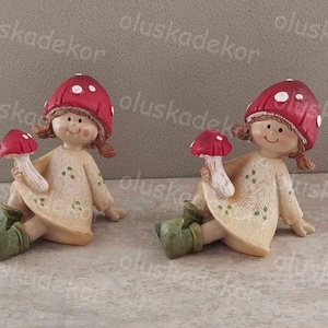 Gomba fiú, gomba lány, kerámia figura, 7,5x 5 x 6,5cm - kellékek & szerszámok - dekorációs kellékek - figurák - Meska.hu