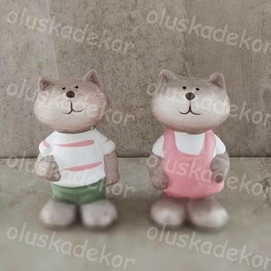 Maci, cica, béka , nyári, tavaszi dekor figura, kerámia, fiú, lány, 8 cm - kellékek & szerszámok - dekorációs kellékek - figurák - Meska.hu