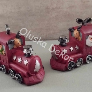 Vonat télapóval, kerámia, karácsonyi, adventi dekorációs kiegészítő, figura, 9,5cm, Kellékek & szerszámok, Dekorációs kellékek, Figurák, Mindenmás, Virágkötés, MESKA