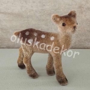 Őzike, karácsonyi, adventi dekorációs figura flokkolt, 10cm, Kellékek & szerszámok, Dekorációs kellékek, Egyéb kellékek, Mindenmás, Virágkötés, MESKA