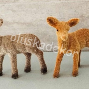 Őzgida, őzike 2 színben, karácsonyi, adventi dekorációs figura, flokkolt, 12cm, Kellékek & szerszámok, Dekorációs kellékek, Egyéb kellékek, Virágkötés, Mindenmás, MESKA