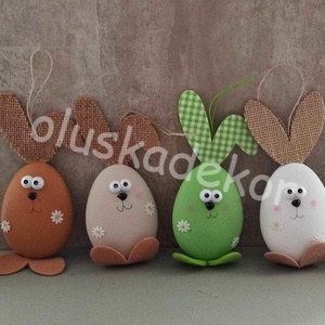 Tojás nyuszi, nyúl, húsvét, tavasz, dekor, natúr, zöld, fehér, 15cm, Kellékek & szerszámok, Dekorációs kellékek, Egyéb kellékek, Virágkötés, Mindenmás, MESKA