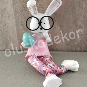 Nyuszi, nyúl, húsvéti, tavaszi dekorációs alapanyag, figura, kerámia és textil, 18cm - kellékek & szerszámok - dekorációs kellékek - figurák - Meska.hu