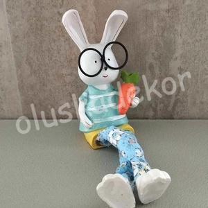 Nyuszi, nyúl, húsvéti, tavaszi dekorációs alapanyag, figura, kerámia és textil, 18cm - kellékek & szerszámok - dekorációs kellékek - figurák - Meska.hu