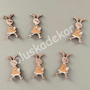 Nyúl Béla és Nyúl Réka, öntapadós fafigura - kellékek & szerszámok - dekorációs kellékek - egyéb kellékek - Meska.hu