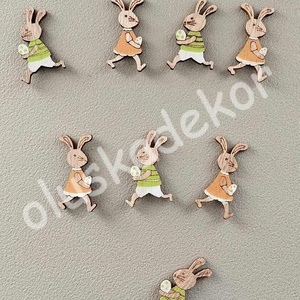 Nyúl Béla és Nyúl Réka, öntapadós fafigura - kellékek & szerszámok - dekorációs kellékek - egyéb kellékek - Meska.hu